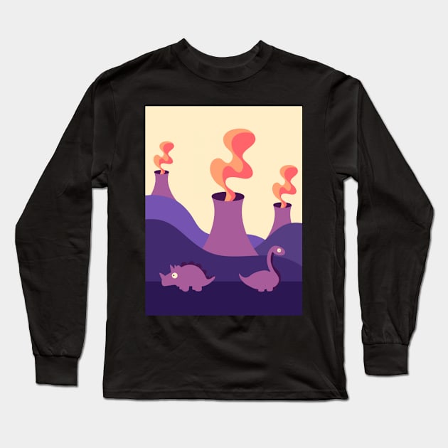 Dinos and Volcanos Long Sleeve T-Shirt by DreamPassion